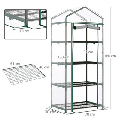 Outsunny Portable 4-Tier Mini Greenhouse Plant Grow House Shed w/ Clear Cover - 3