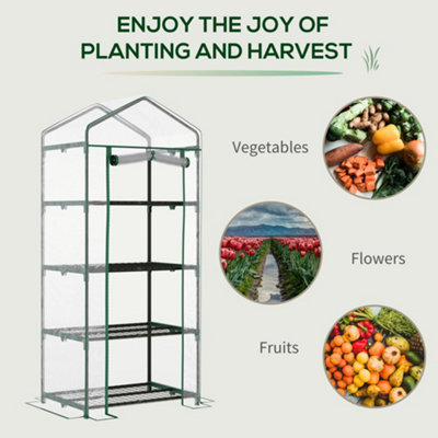 Outsunny Portable 4-Tier Mini Greenhouse Plant Grow House Shed w/ Clear Cover - 7