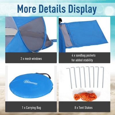 Outsunny Portable Automatic Pop Up Beach Tent Outdoor Camp Shelter Blue - 6