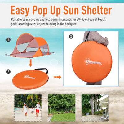 Outsunny Portable Automatic Pop Up Beach Tent Outdoor Camp Shelter Orange - 5