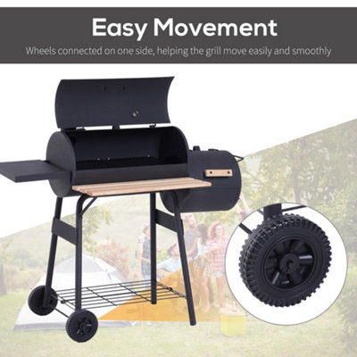 Outsunny Portable Charcoal BBQ Grill Steel Offset Smoker Combo Backyard - 5