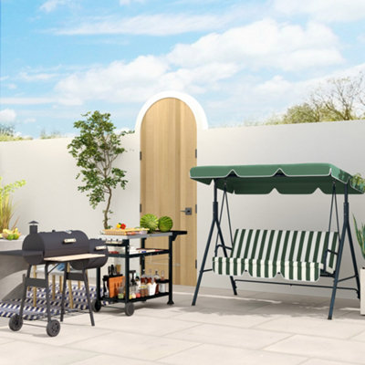 Outsunny Portable Charcoal BBQ Grill Steel Offset Smoker Combo Backyard - 8