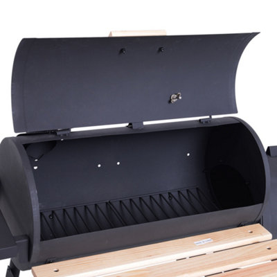 Outsunny Portable Charcoal BBQ Grill Steel Offset Smoker Combo Backyard - 9