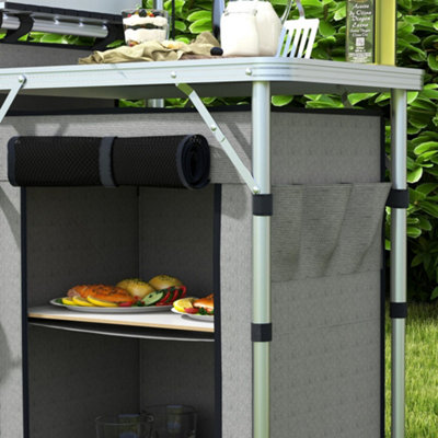 Outsunny Portable Folding Camping Kitchen with Windshield Light Stand Carry Bag - 9