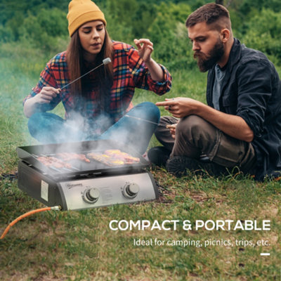 Outsunny Portable Gas Plancha BBQ Grill with 2 Stainless