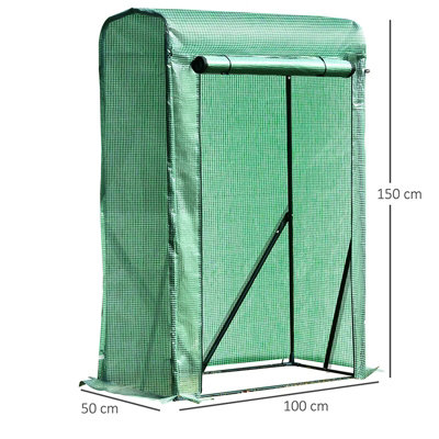Outsunny Portable Greenhouse PVC Cover Metal Frame w/ Zipper 100 x 50 x 150CM - 3