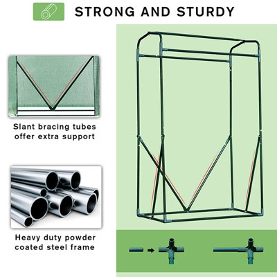 Outsunny Portable Greenhouse PVC Cover Metal Frame w/ Zipper 100 x 50 x 150CM - 6
