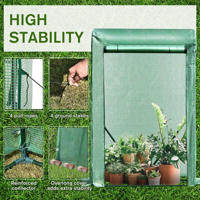 Outsunny Portable Greenhouse PVC Cover Metal Frame w/ Zipper 100 x 50 x 150CM - 5