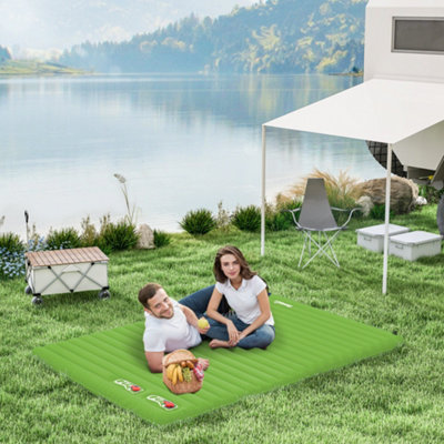 Outsunny Portable Inflatable Camping Bed with Double Mattress Green