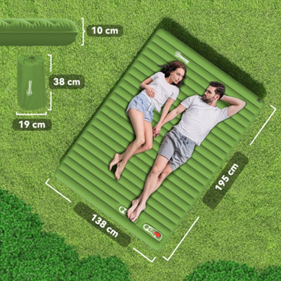 Outsunny Portable Inflatable Camping Bed with Double Mattress Green