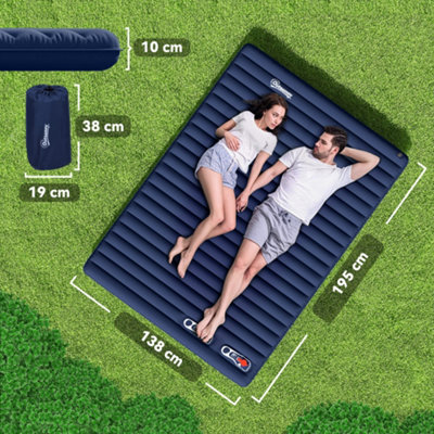 Outsunny Portable Inflatable Camping Bed with Double Mattress Navy Blue