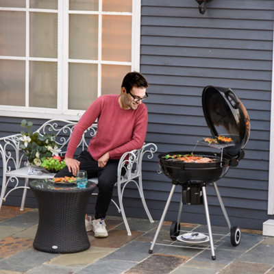 Outsunny Freestanding Charcoal BBQ Grill Portable Cooking Smoker