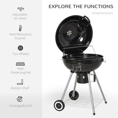 Outsunny Portable Kettle Charcoal BBQ Grill Outdoor Barbecue Picnic Party - 4