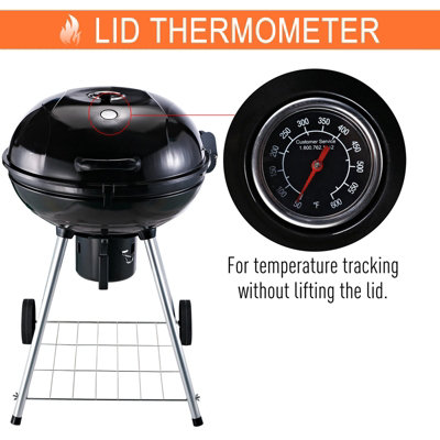 Outsunny Portable Kettle Charcoal BBQ Grill Outdoor Barbecue Picnic Party - 5