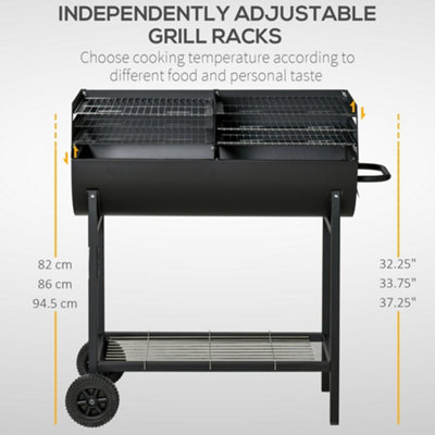 Outsunny Portable Outdoor Charcoal BBQ Grill Cart 2 Rolling Wheels - 4