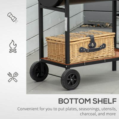 Outsunny Portable Outdoor Charcoal BBQ Grill Cart 2 Rolling Wheels - 6