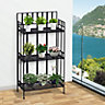 Outsunny Portable Retro 3-Tier Garden Plant Stand Metal Flower Display Rack