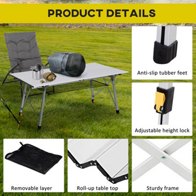 Outsunny Portable Roll-up Aluminium Folding Picnic Table Outdoor BBQ Party - 7