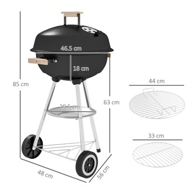 Outsunny Portable Round Kettle Charcoal Grill BBQ Outdoor Heat Control Party - 3