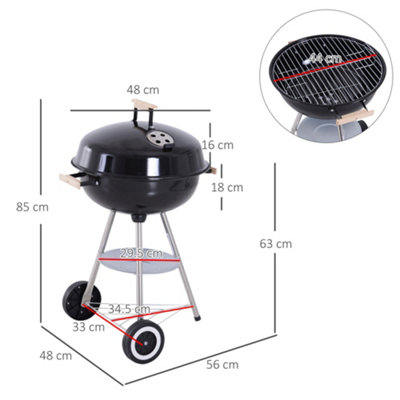 Outsunny Portable Round Kettle Charcoal Grill BBQ Outdoor Heat Control Party