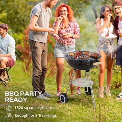 Outsunny Portable Round Kettle Charcoal Grill BBQ Outdoor Heat Control Party - 6