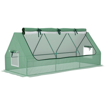 Outsunny Portable Small Polytunnel with Mesh Windows, 240x90x90cm