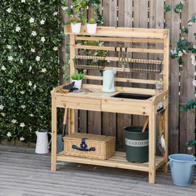 Vinyl potting bench store with storage