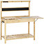 Outsunny Potting Bench Table Workstation w/ Chalkboard, Sink, Hooks and Drawer