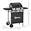 Outsunny Propane Gas Barbecue Grill 2 Burner Cooking BBQ 5.6 kW w/ Side Shelves