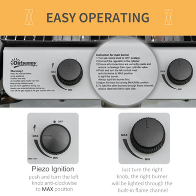 Outsunny Propane Gas Barbecue Grill 2 Burner Cooking BBQ 5.6 kW w/ Side Shelves - 7
