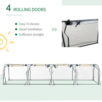 Outsunny PVC Tunnel Greenhouse Green Grow House Steel Frame for Garden Backyard with Zipper Doors 395x100x80 cm Clear - 4
