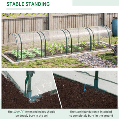 Outsunny PVC Tunnel Greenhouse Green Grow House Steel Frame for Garden Backyard with Zipper Doors 395x100x80 cm Clear - 7