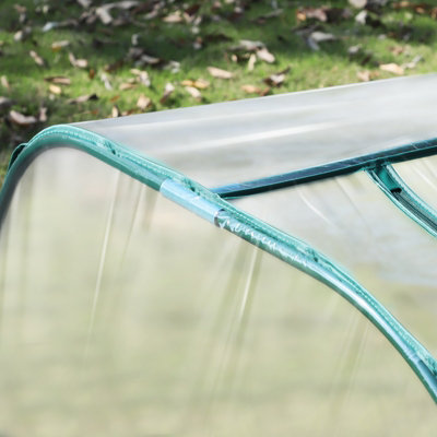 Outsunny PVC Tunnel Greenhouse Green Grow House Steel Frame for Garden Backyard with Zipper Doors 395x100x80 cm Clear - 8