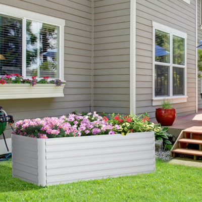 Outsunny Raised Beds for Garden, Galvanised Steel Planters for Backyard, Patio