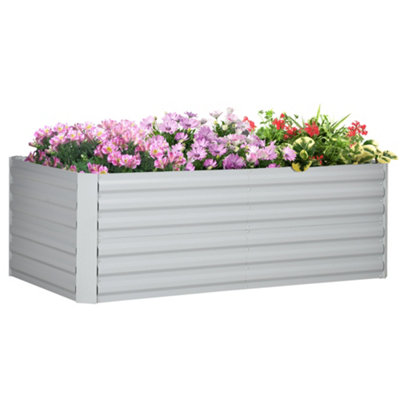 Outsunny Raised Beds for Garden, Galvanised Steel Planters for Backyard, Patio