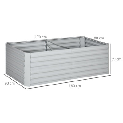 Outsunny Raised Beds for Garden, Galvanised Steel Planters for Backyard, Patio