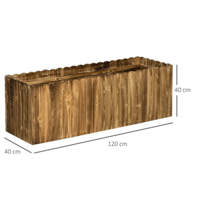 Outsunny Raised Flower Bed Wooden Rectangualr Planter Container Box Garden Wood