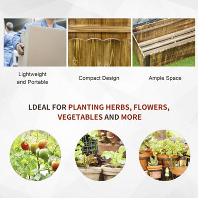Outsunny Raised Flower Bed Wooden Rectangualr Planter Container Box Garden Wood