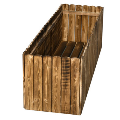 Outsunny Raised Flower Bed Wooden Rectangualr Planter Container Box Garden Wood