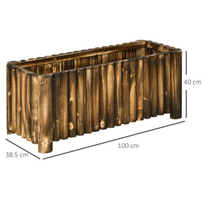 Outsunny Raised Flower Bed Wooden Rectangualr Planter Container Box Wood 4 Feet