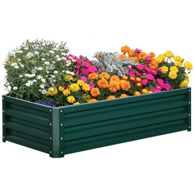 Outsunny Raised Garden Bed Elevated Planter Box for Vegetables Flowers Green