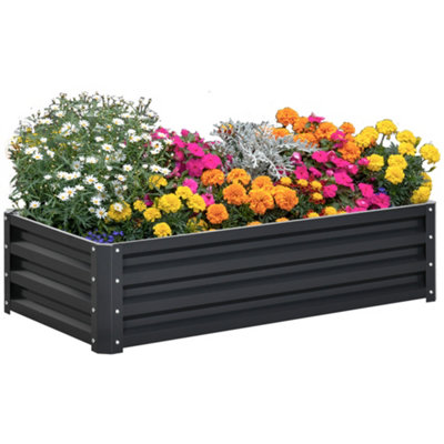 Outsunny Raised Garden Bed Elevated Planter Box for Vegetables Flowers Grey