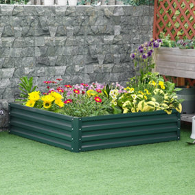 Outsunny Raised Garden Bed Metal Patio Backyard Flower Vegetable Planter Green