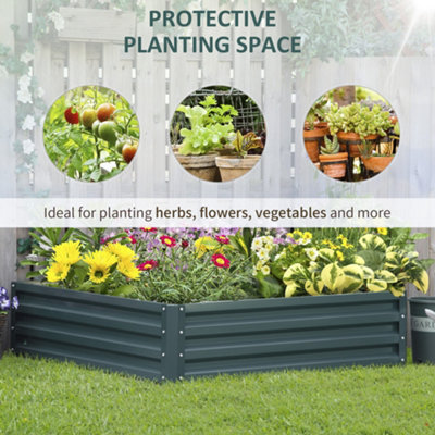 Outsunny Raised Garden Bed Metal Patio Backyard Flower Vegetable Planter Green - 6