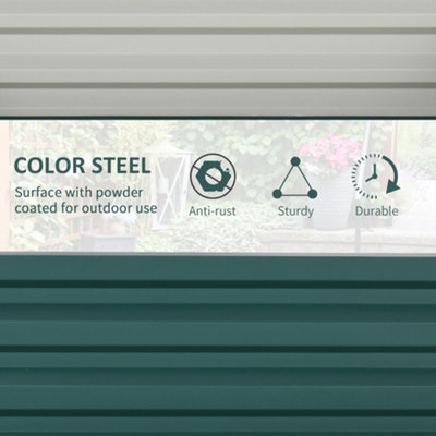 Outsunny Raised Garden Bed Metal Patio Backyard Flower Vegetable Planter Green - 7