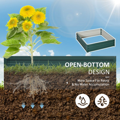 Outsunny Raised Garden Bed Metal Patio Backyard Flower Vegetable Planter Green
