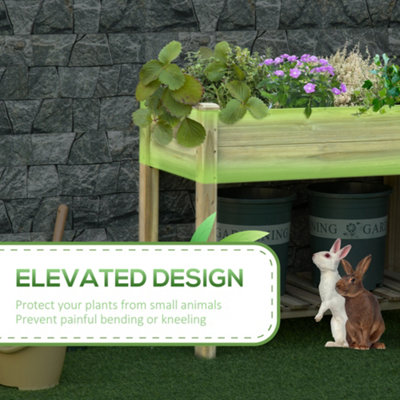 Outsunny Raised Garden Bed w/ Legs and Storage Shelf Elevated Wood Planter Box - 6
