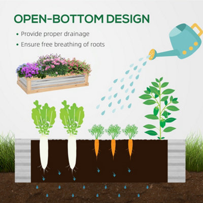 Outsunny Raised Garden Bed with Greenhouse Wooden Cold Frame Natural - 5