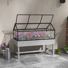 Outsunny Raised Garden Bed with Polycarbonate Panel and Top Vent for Vegetables