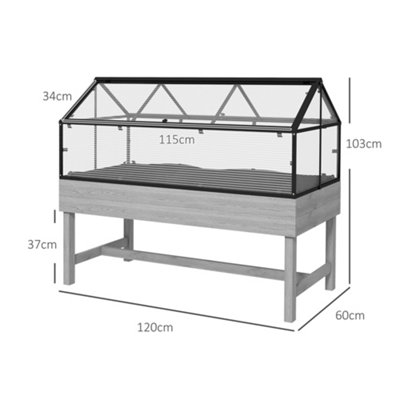 Outsunny Raised Garden Bed with Polycarbonate Panel and Top Vent for Vegetables - 3